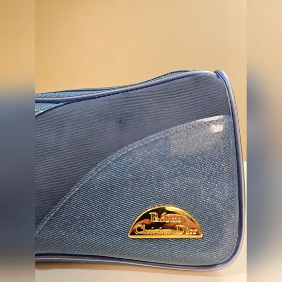Dior Blue Cosmetic Bag with Gold Accent - Picture 3 of 5